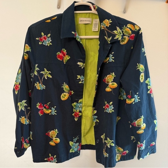 Alfred Dunner Jackets & Blazers - ALFRED DUNNER TROPICAL FRUIT FLORAL NAVY JACKET SIZE 18